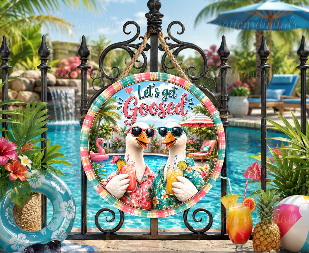 LET'S GET GOOSED ROUND/GARDEN FLAG BUNDLE OF 2