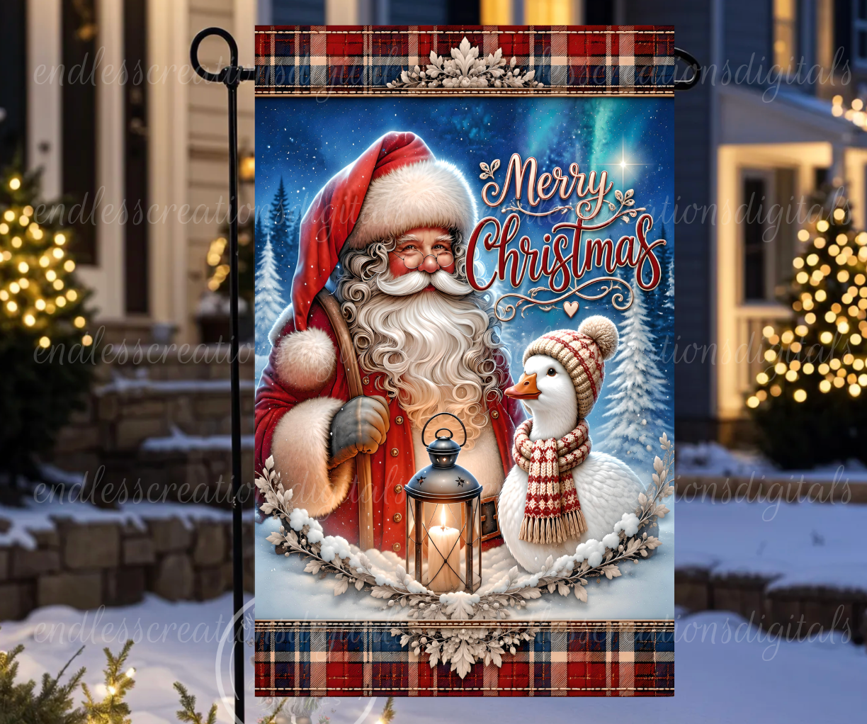 MERRY CHRISTMAS SANTA GOOSE ROUND BUNDLE OF 3