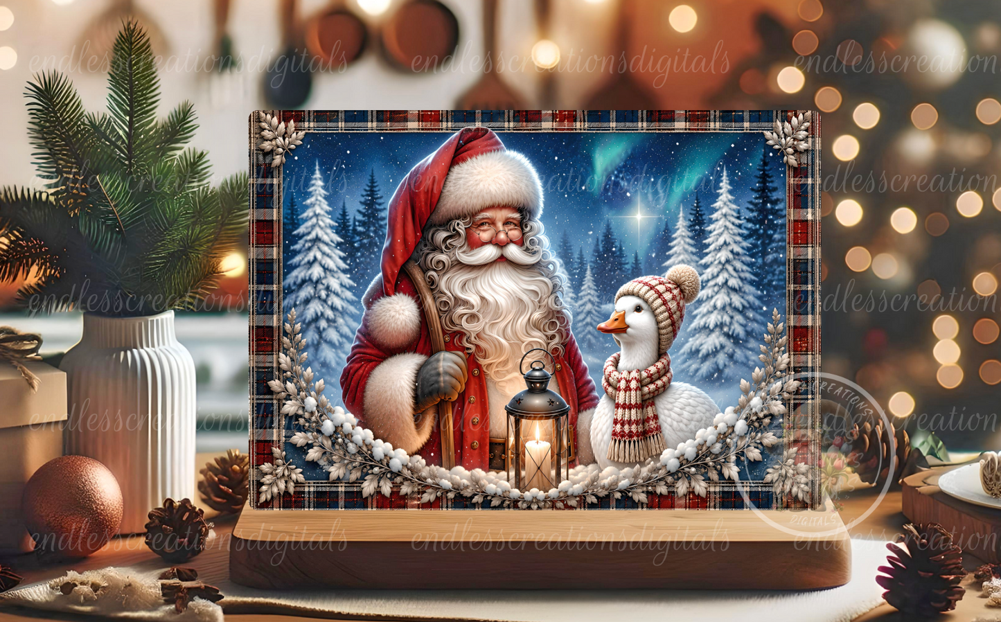 MERRY CHRISTMAS SANTA GOOSE ROUND BUNDLE OF 3