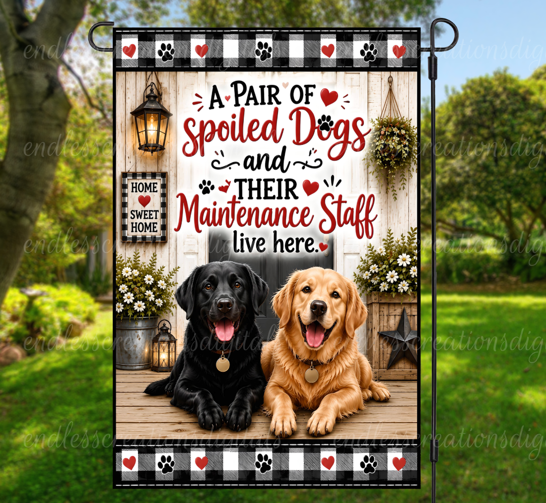 SPOILED DOGS ROUND/GARDEN FLAG BUNDLE OF 2