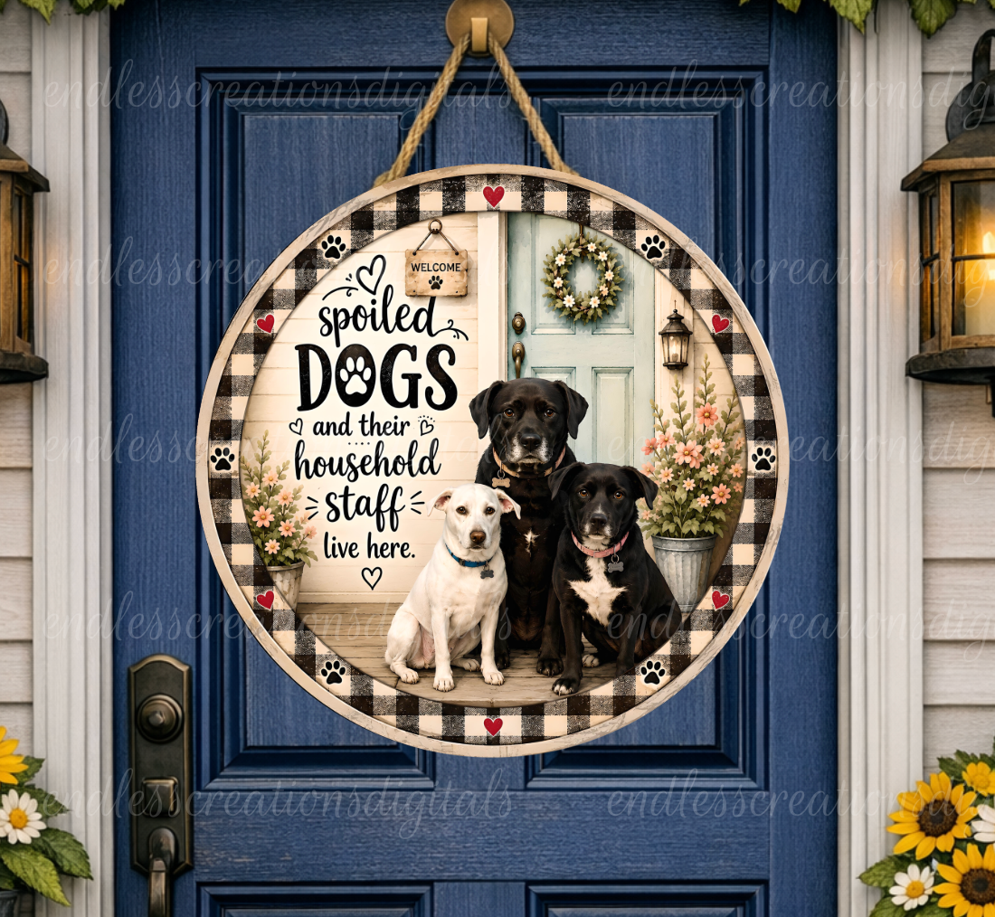 SPOILED DOGS ROUND/GARDEN FLAG BUNDLE OF 2