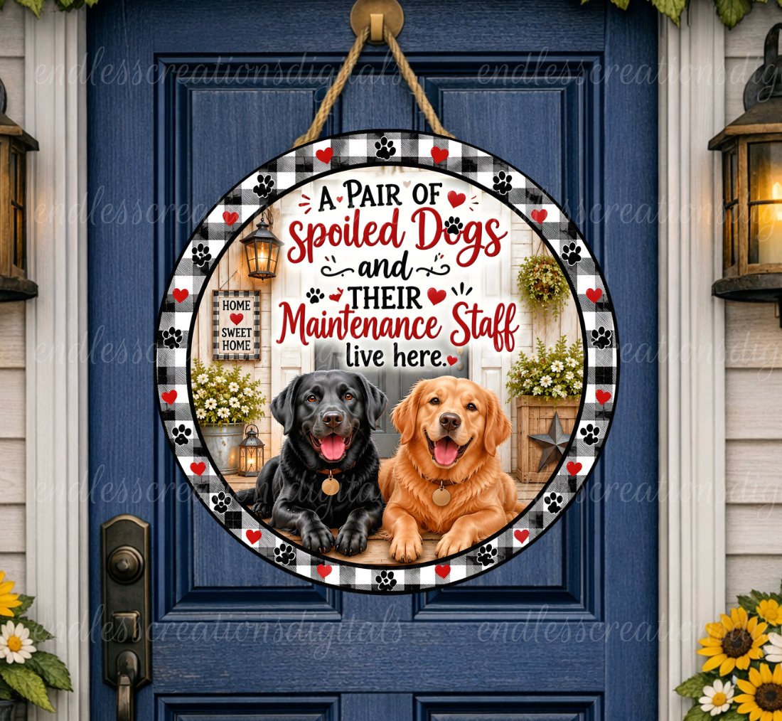 SPOILED DOGS ROUND/GARDEN FLAG BUNDLE OF 2