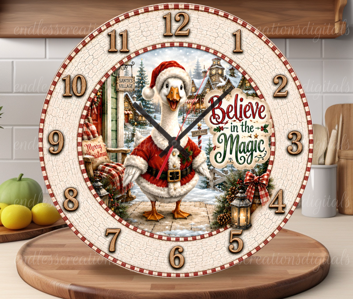 SANTA CHRISTMAS GOOSE ROUND/CLOCK DESIGN BUNDLE OF 5