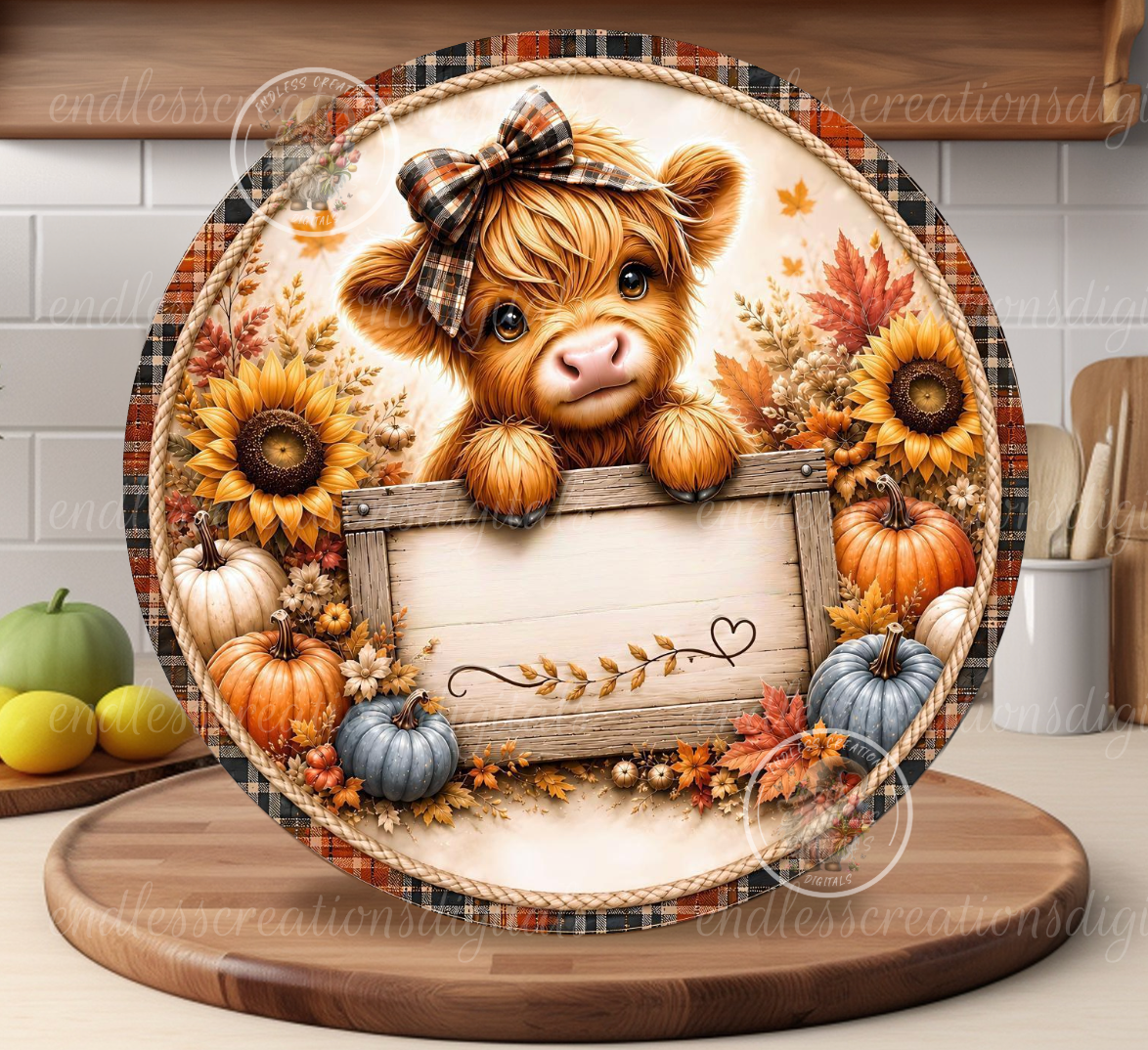 SIMPLY BLESSED HIGHLAND COW ROUND