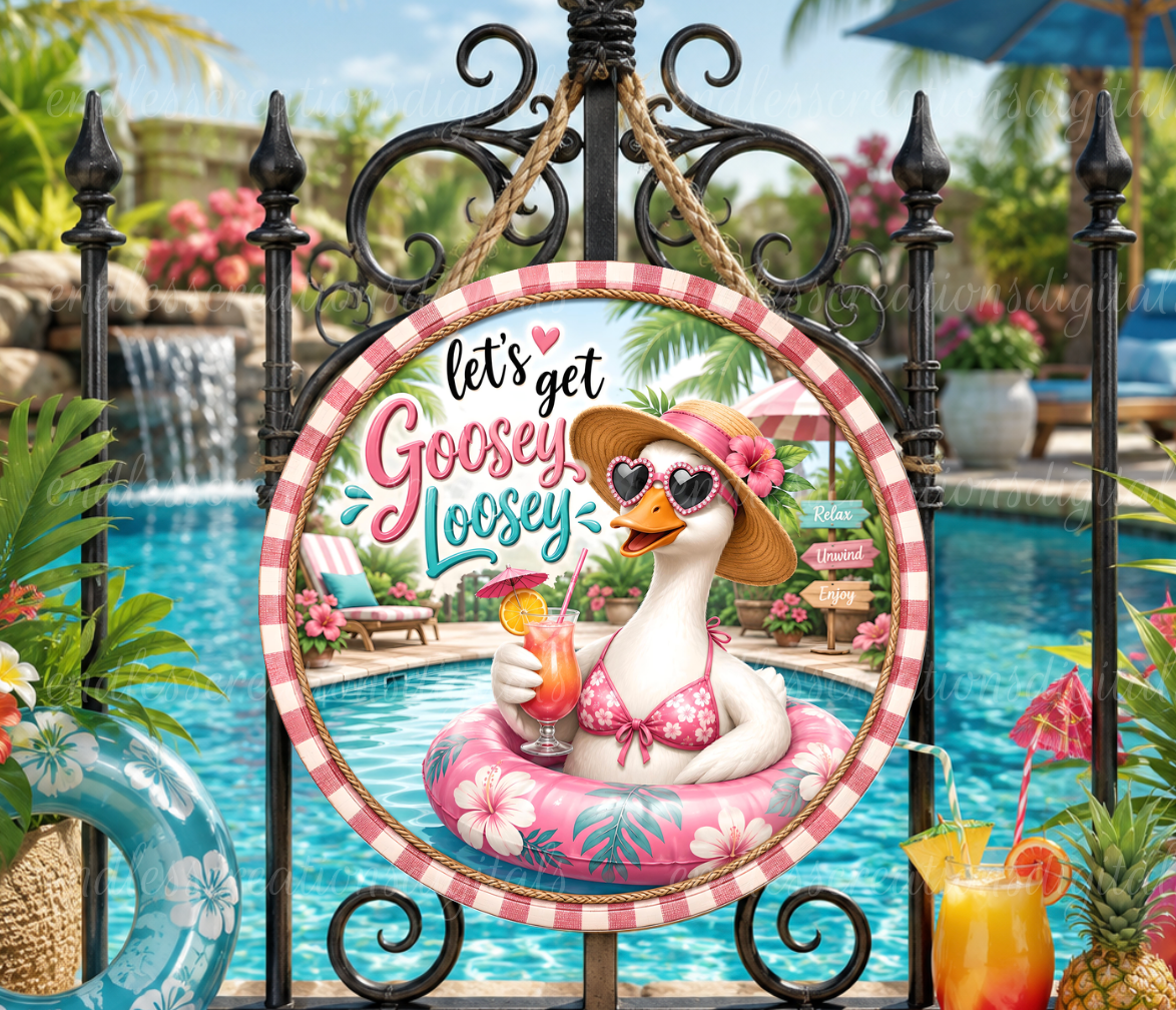 LOOSEY GOOSEY SUMMER ROUND/GARDEN FLAG BUNDLE OF 2