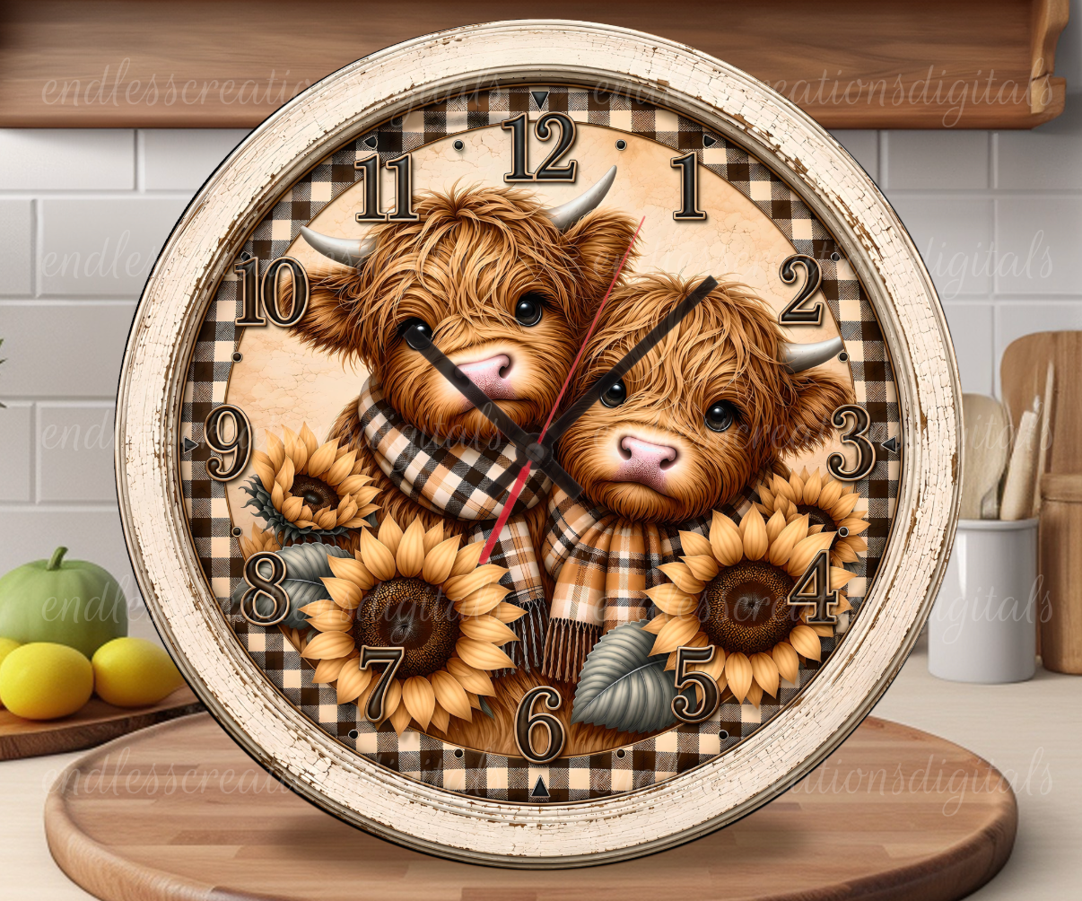 SUNFLOWER BABY HIGHLANDS ROUND/CLOCK DESIGN BUNDLE OF 4
