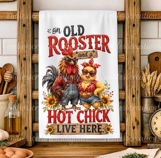 OLD ROOSTER/CUTE CHICK TRANSPARENT