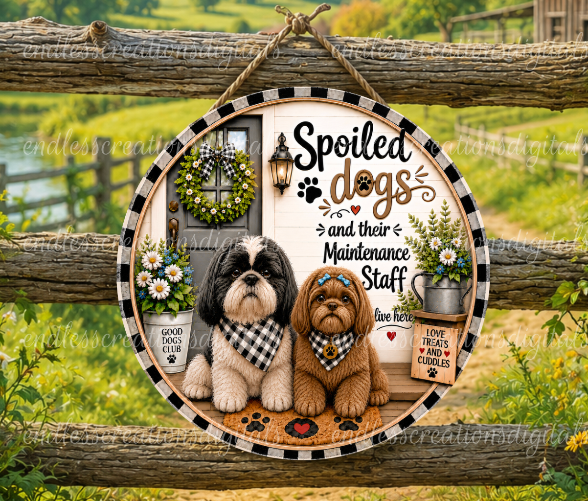 SPOILED DOGS ROUND/GARDEN FLAG