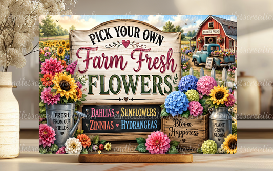 FARM FRESH FLOWERS CUTTING BOARD DESIGN