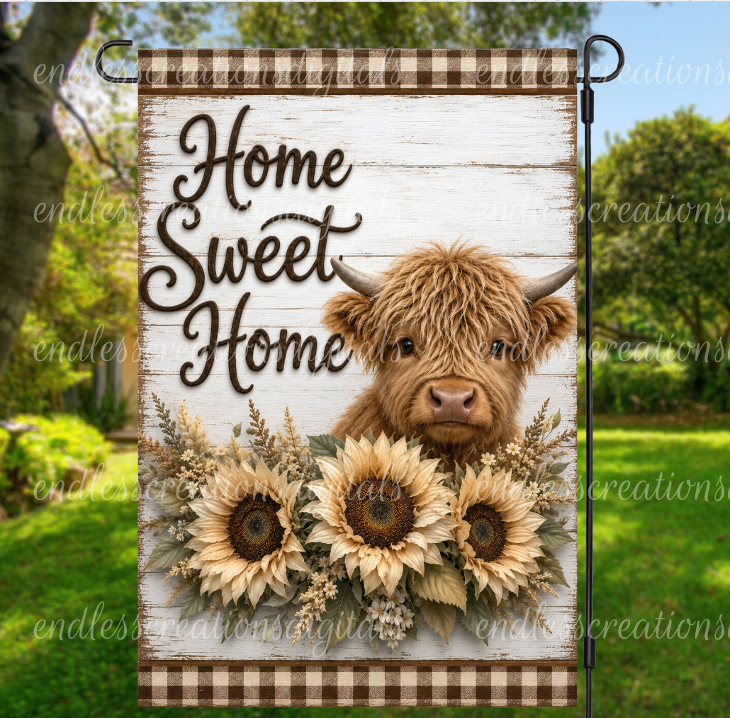 HOME SWEET HOME HIGHLAND ROUND/CLOCK DESIGN BUNDLE OF 4