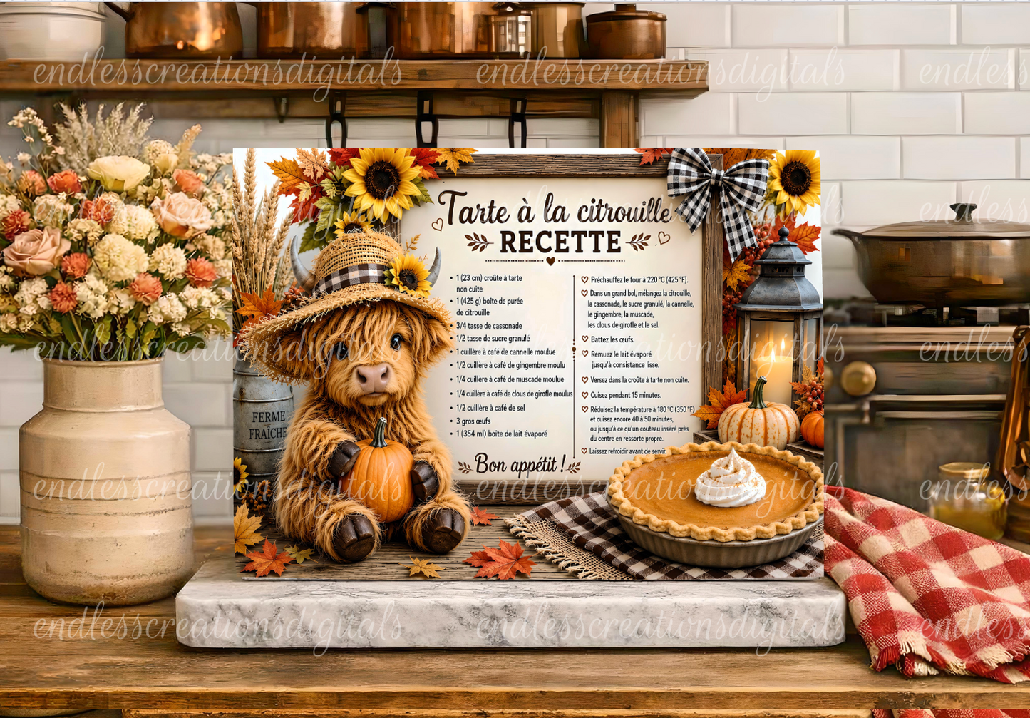 FRENCH VERSION HIGHLAND PUMPKIN PIE CUTTING BOARD DESIGN