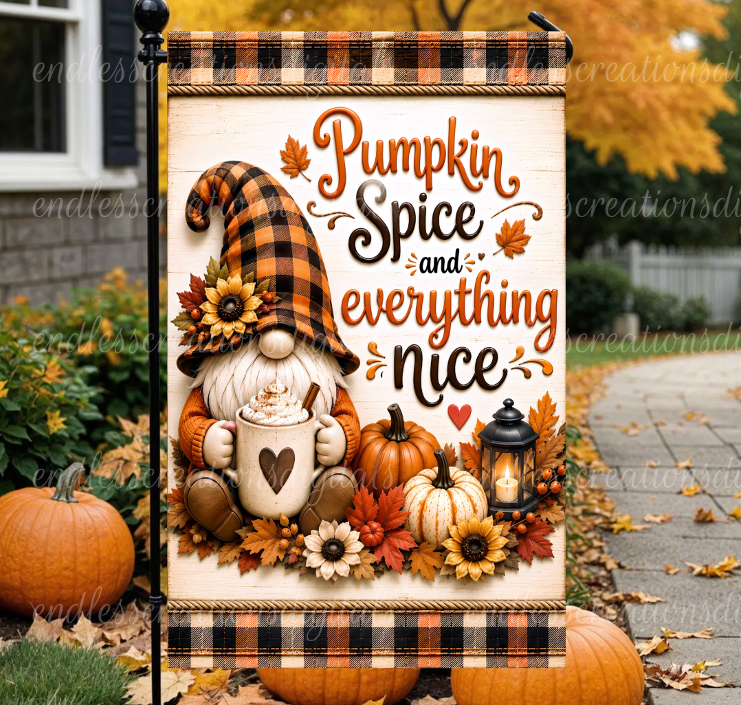 PUMPKIN SPICE ROUND/GARDEN FLAG BUNDLE OF 2