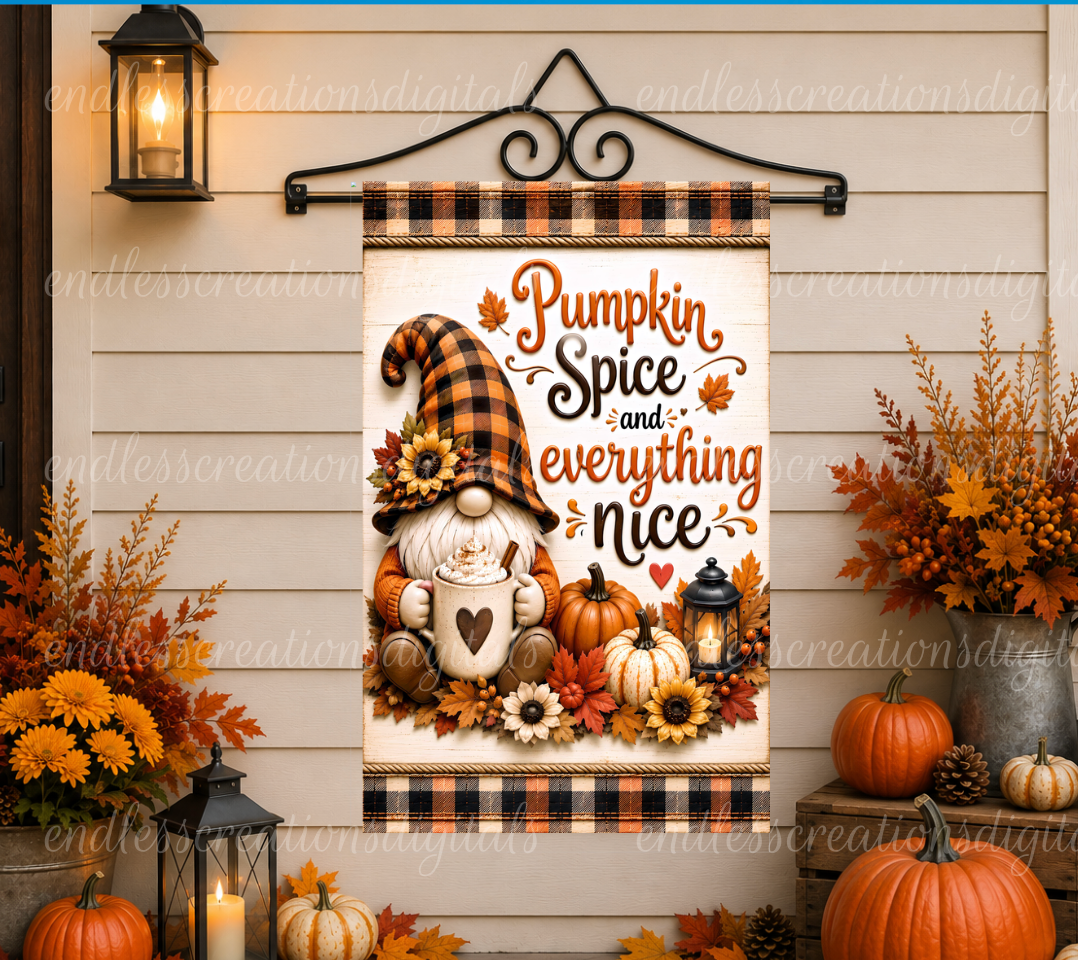 PUMPKIN SPICE ROUND/GARDEN FLAG BUNDLE OF 2