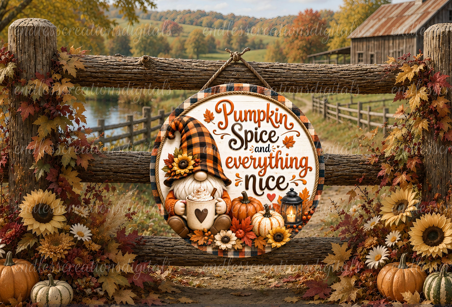PUMPKIN SPICE ROUND/GARDEN FLAG BUNDLE OF 2