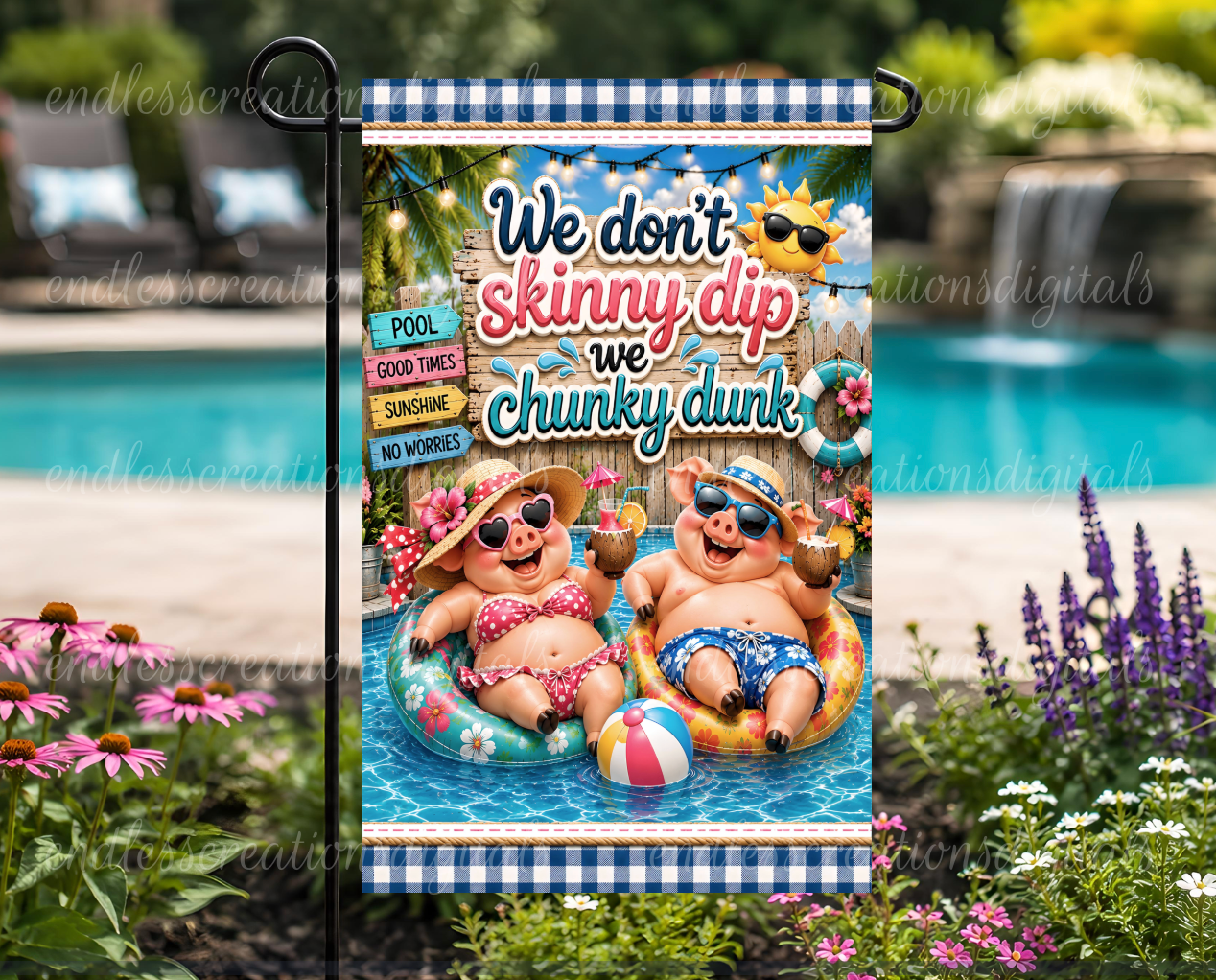 SKINNY DIP ROUND/GARDEN FLAG BUNDLE OF 2
