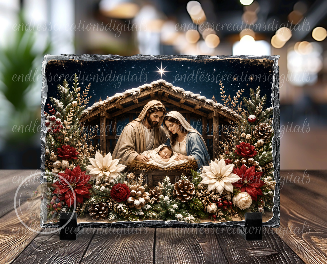 RECTANGLE MANGER NATIVITY RED