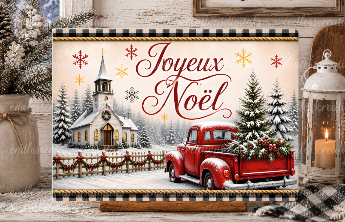 FRENCH VERSION MERRY CHRISTMAS TRUCK BUNDLE OF 3