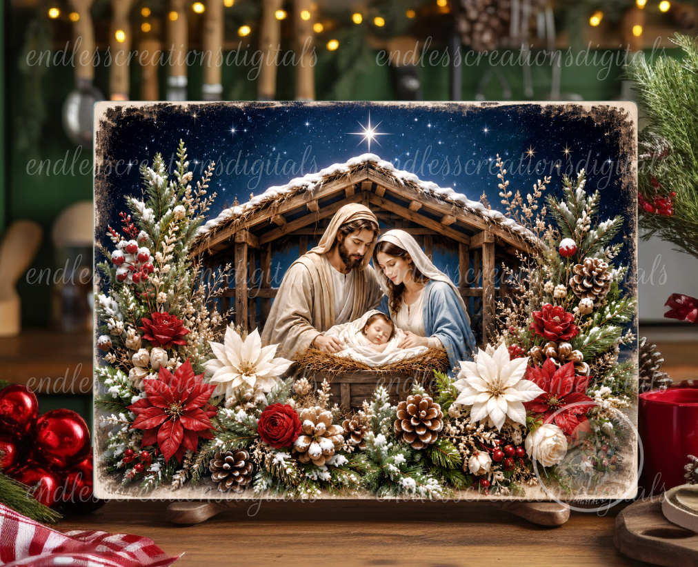 RECTANGLE MANGER NATIVITY RED