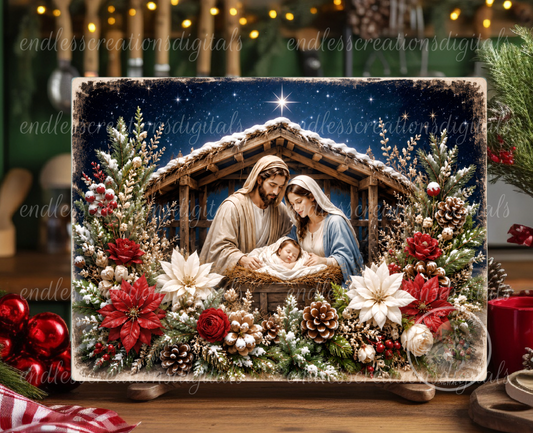 RECTANGLE MANGER NATIVITY RED