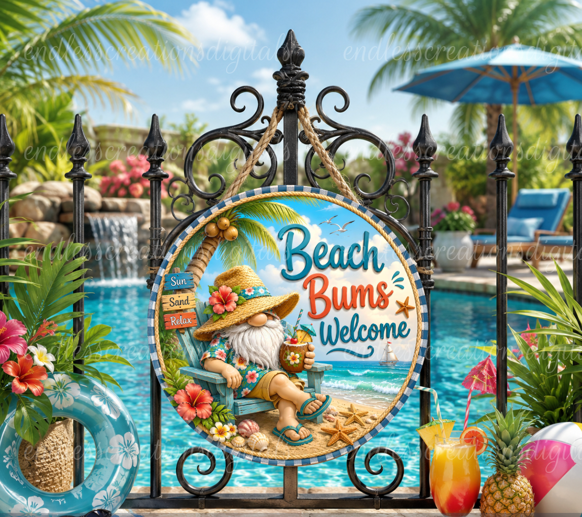 BEACH GNOME ROUND AND GARDEN FLAG BUNDLE OF 2