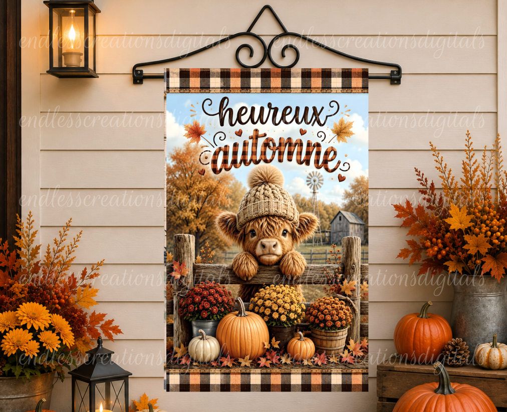 FRENCH VERSION HAPPY FALL HIGHLAND COW BUNDLE OF 3
