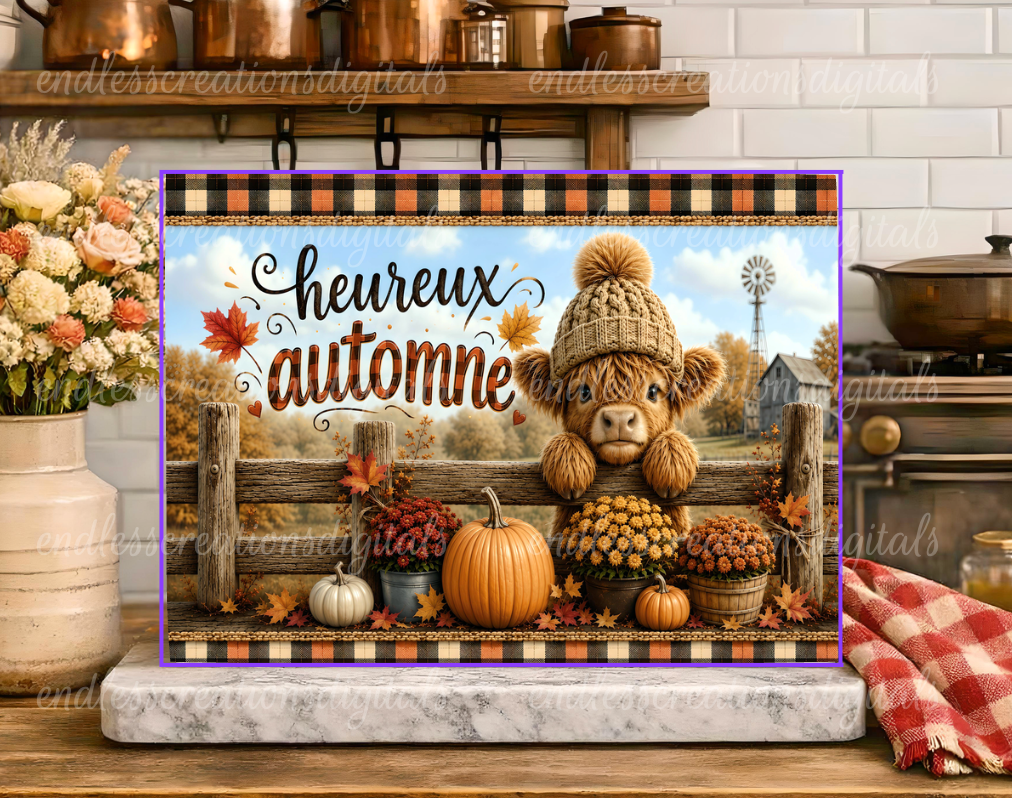 FRENCH VERSION HAPPY FALL HIGHLAND COW BUNDLE OF 3