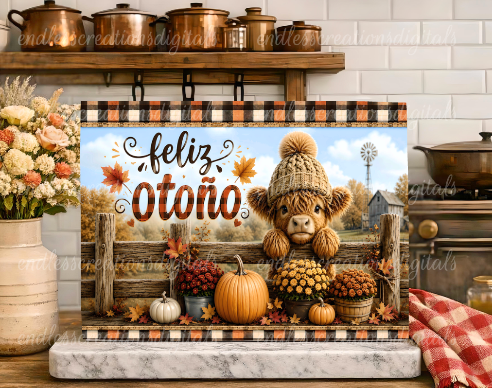 SPANISH VERSION FALL HIGHLAND COW BUNDLE OF 3
