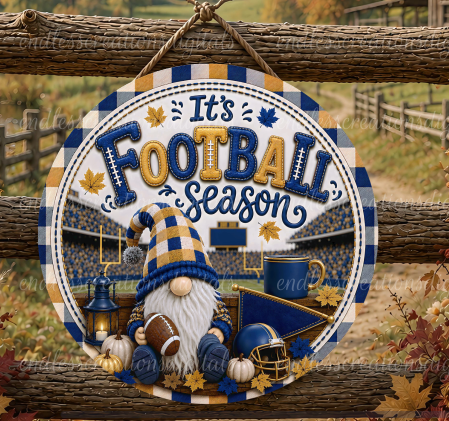 BLUE/GOLD FOOTBALL GNOME ROUND