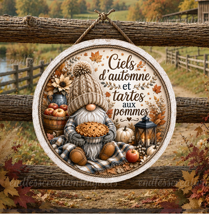 FALL APPLE PIE GNOME FRENCH ROUND ONLY