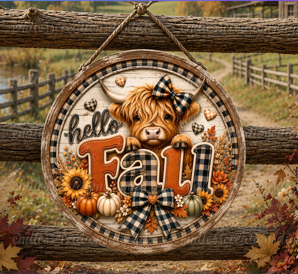 HELLO FALL HIGHLAND ROUND ONLY