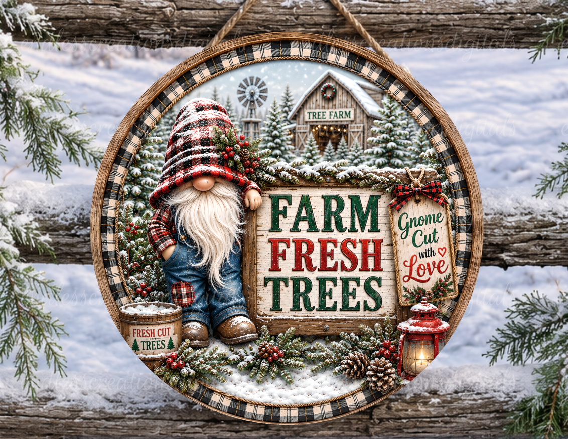 FARM FRESH TREES GNOME ROUND ONLY
