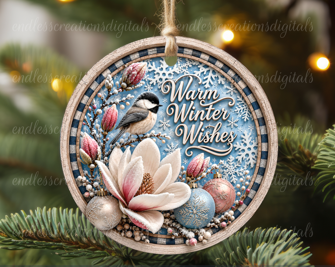 WINTER WISHES CHICKADEE ROUND ONLY