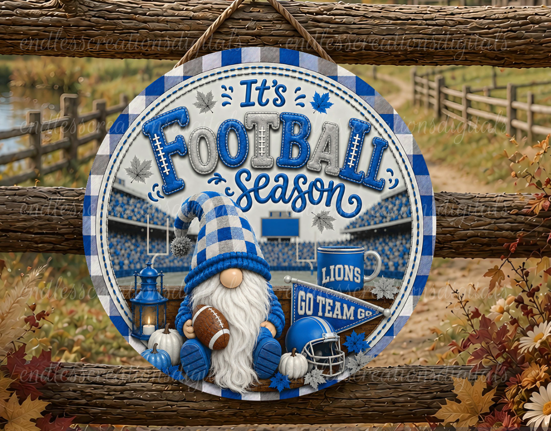 BLUE AND GREY FOOTBALL GNOME