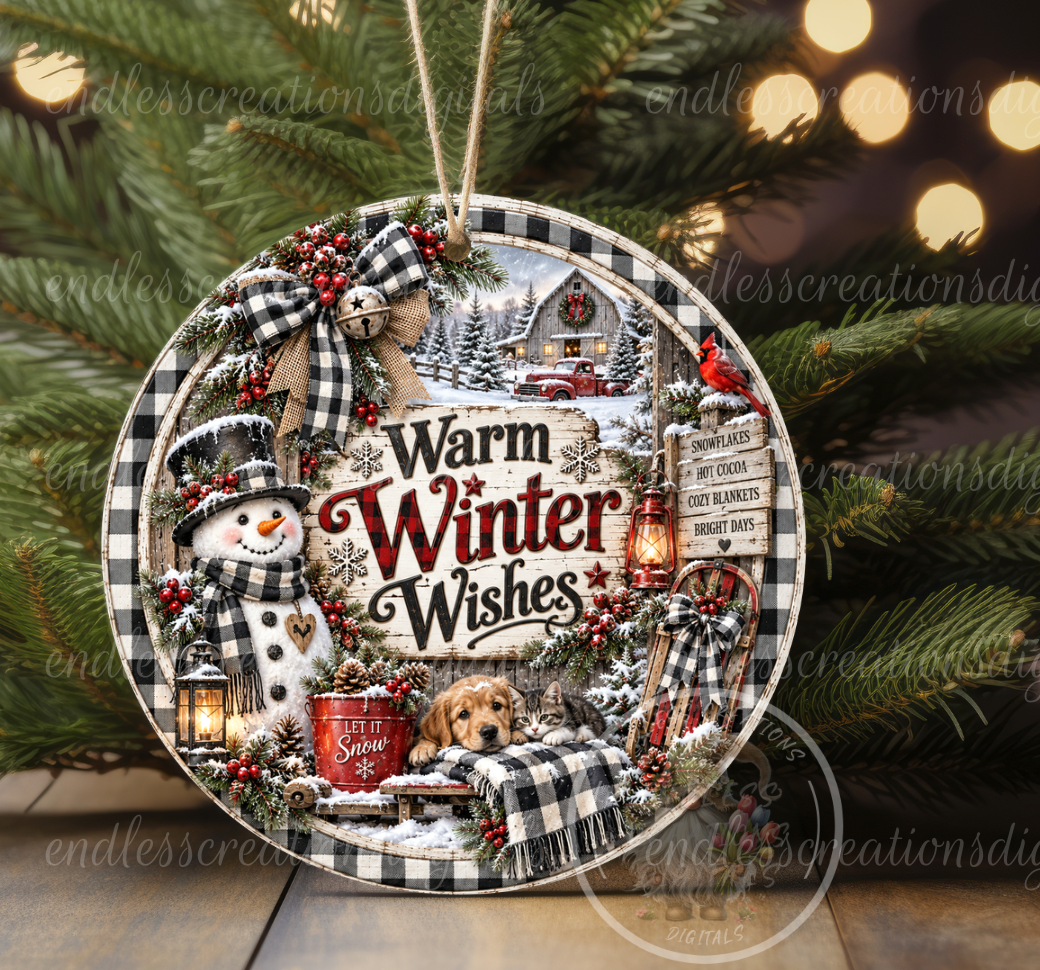 WARM WINTER WISHES ROUND ONLY
