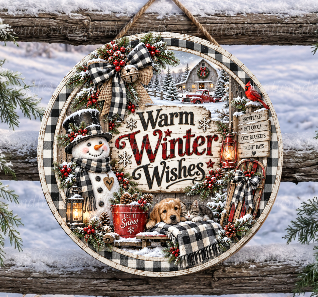 WARM WINTER WISHES ROUND ONLY