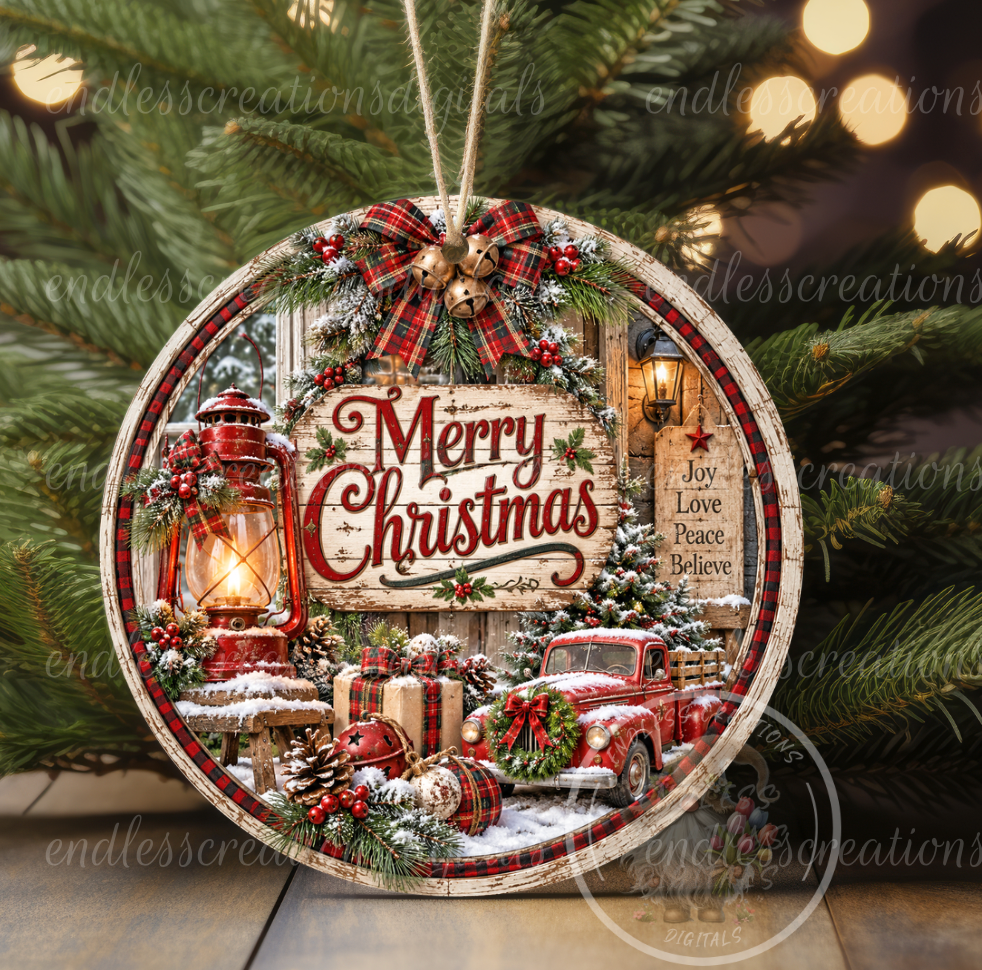 FARMHOUSE MERRY CHRISTMAS ROUND ONLY