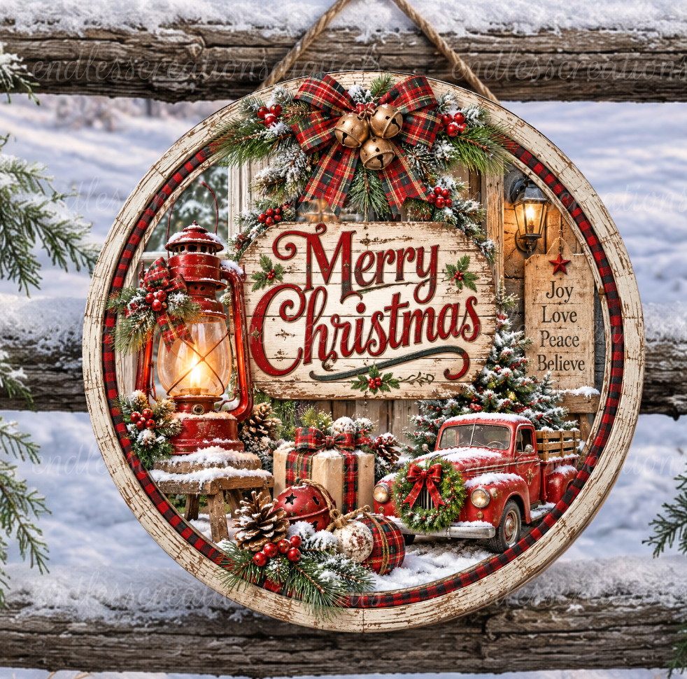 FARMHOUSE MERRY CHRISTMAS ROUND ONLY