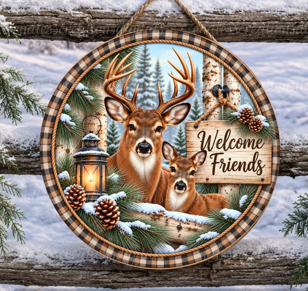 WINTER WELCOME DEER ROUND ONLY