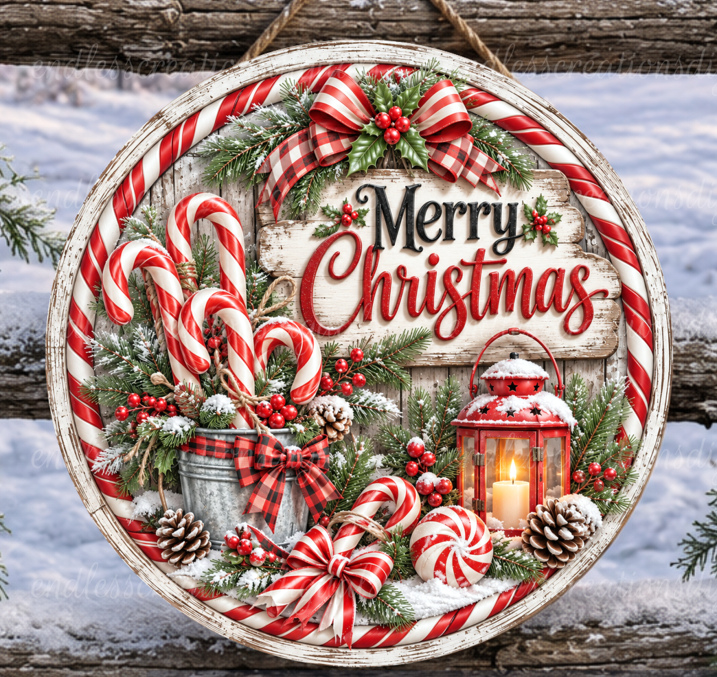 CANDY CANE CHRISTMAS ROUND ONLY