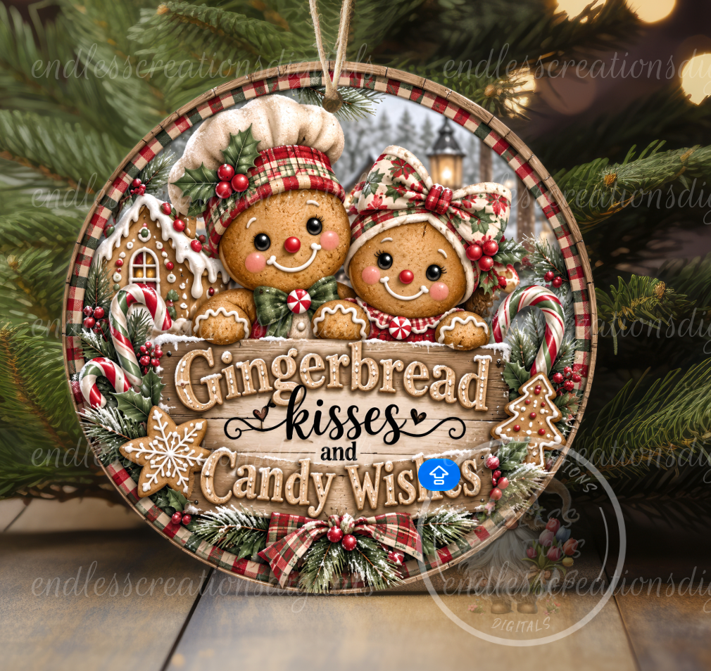 GINGERBREAD KISSES RED/GREEN ROUND ONLY
