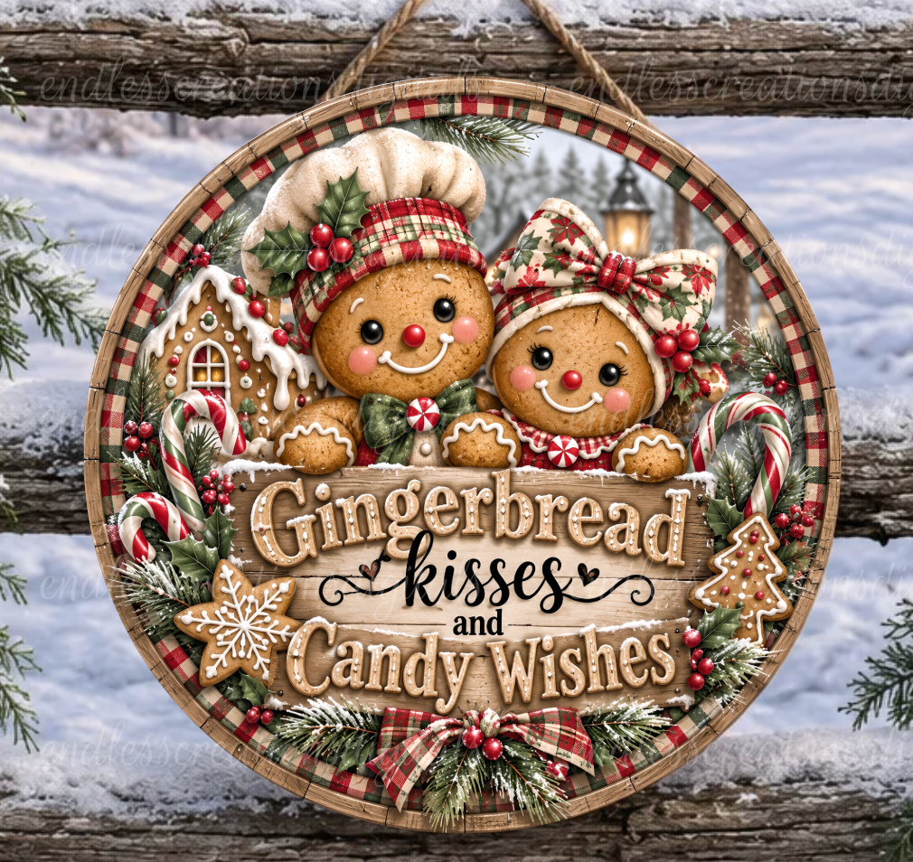 GINGERBREAD KISSES RED/GREEN ROUND ONLY