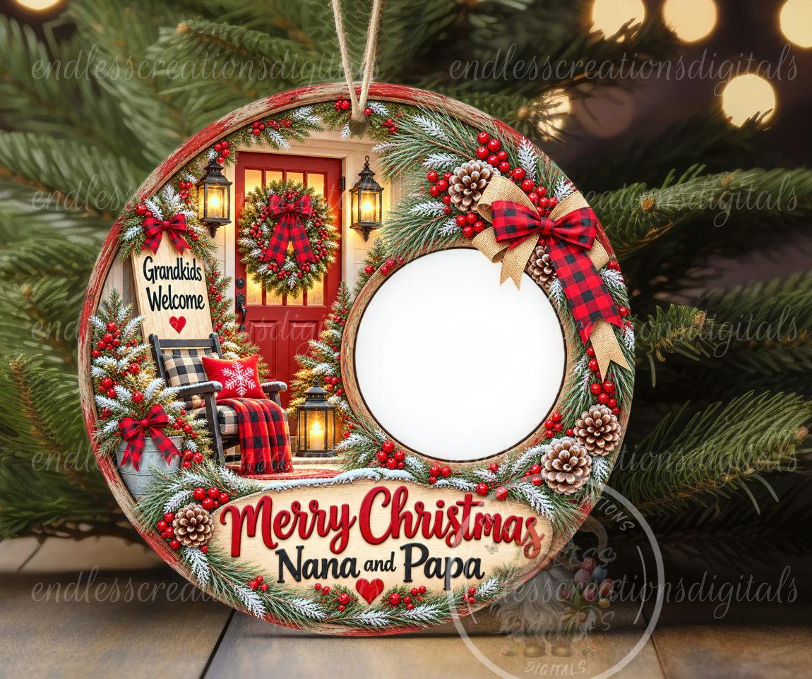 MERRY CHRISTMAS NANA/PAPA PHOTO ORNAMENT