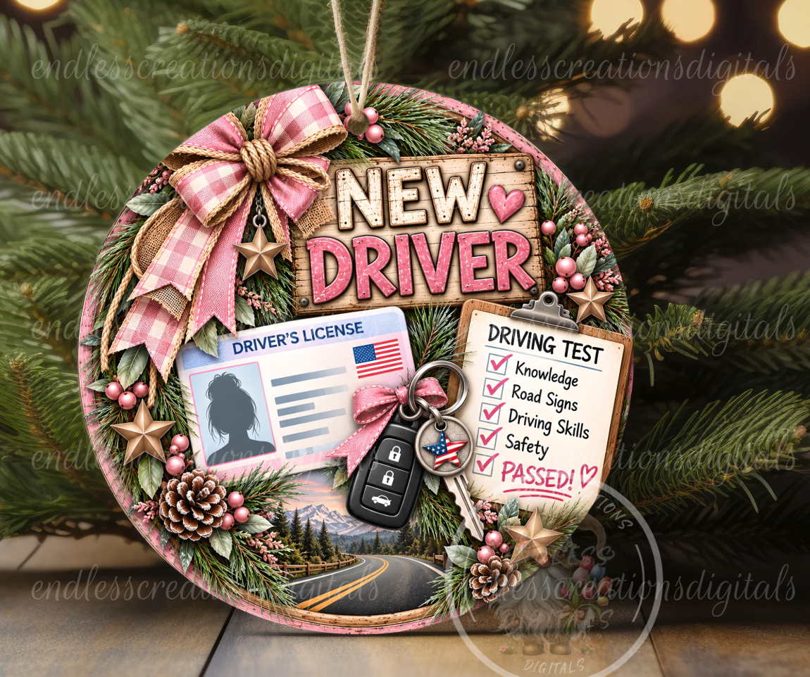 GIRL NEW DRIVER ORNAMENT