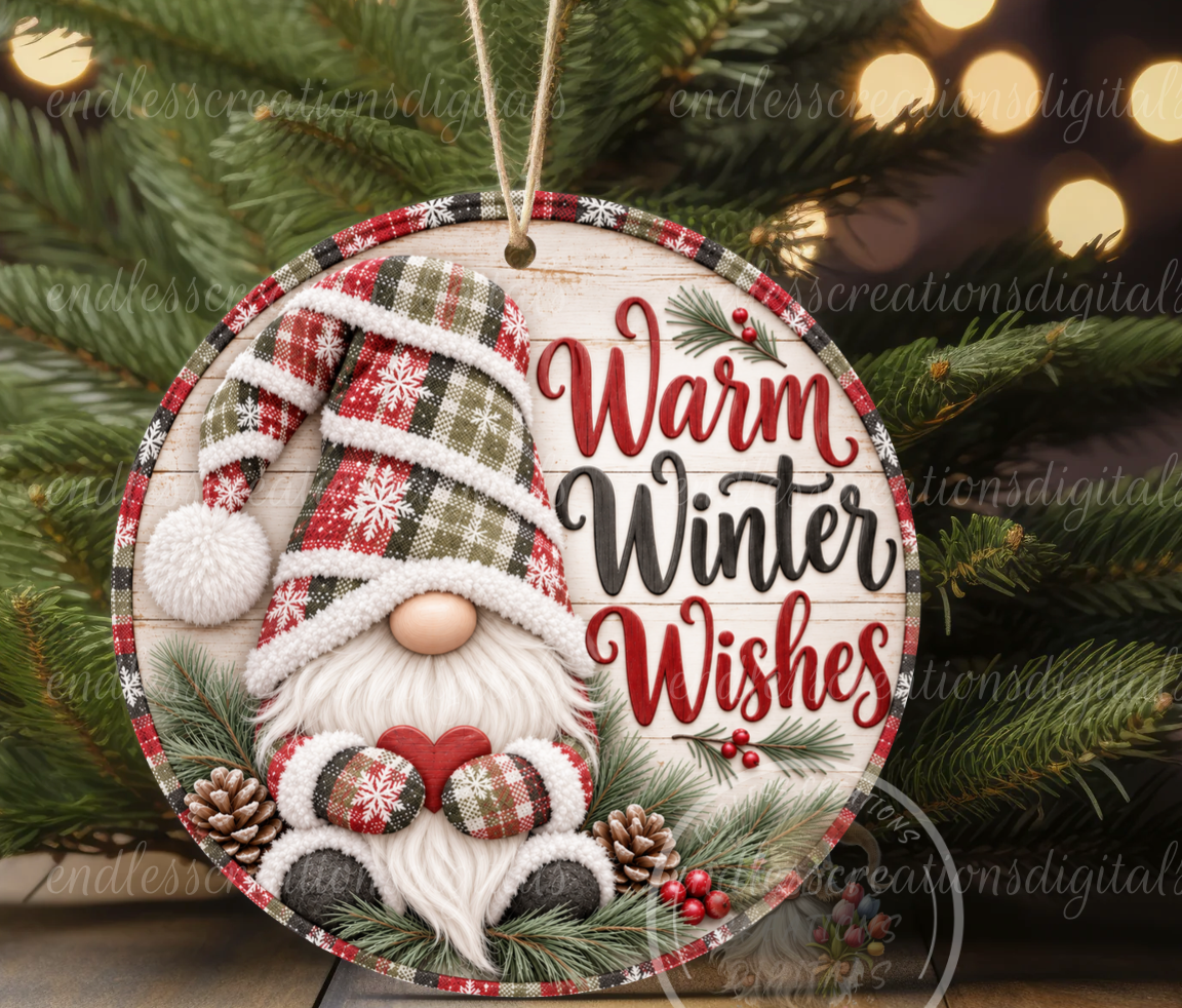WINTER WISHES GNOME ROUND ONLY