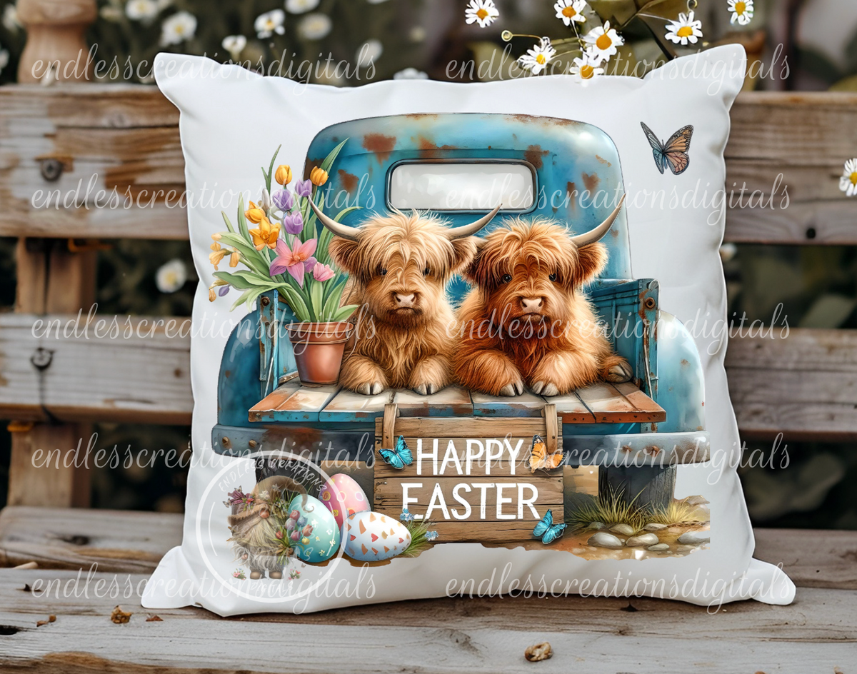 EASTER HIGHLAND COW TRANSPARENCIES