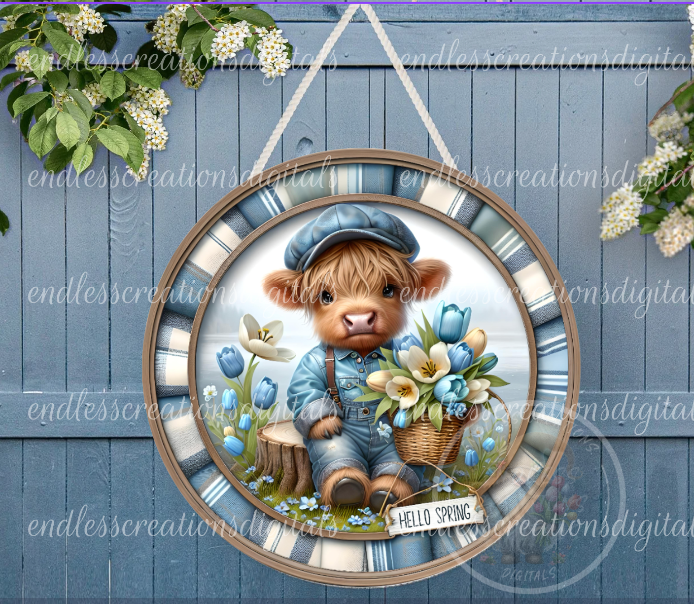 SPRING ROUND HIGHLAND COW