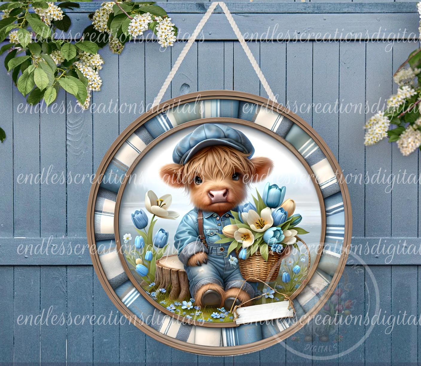 SPRING ROUND HIGHLAND COW
