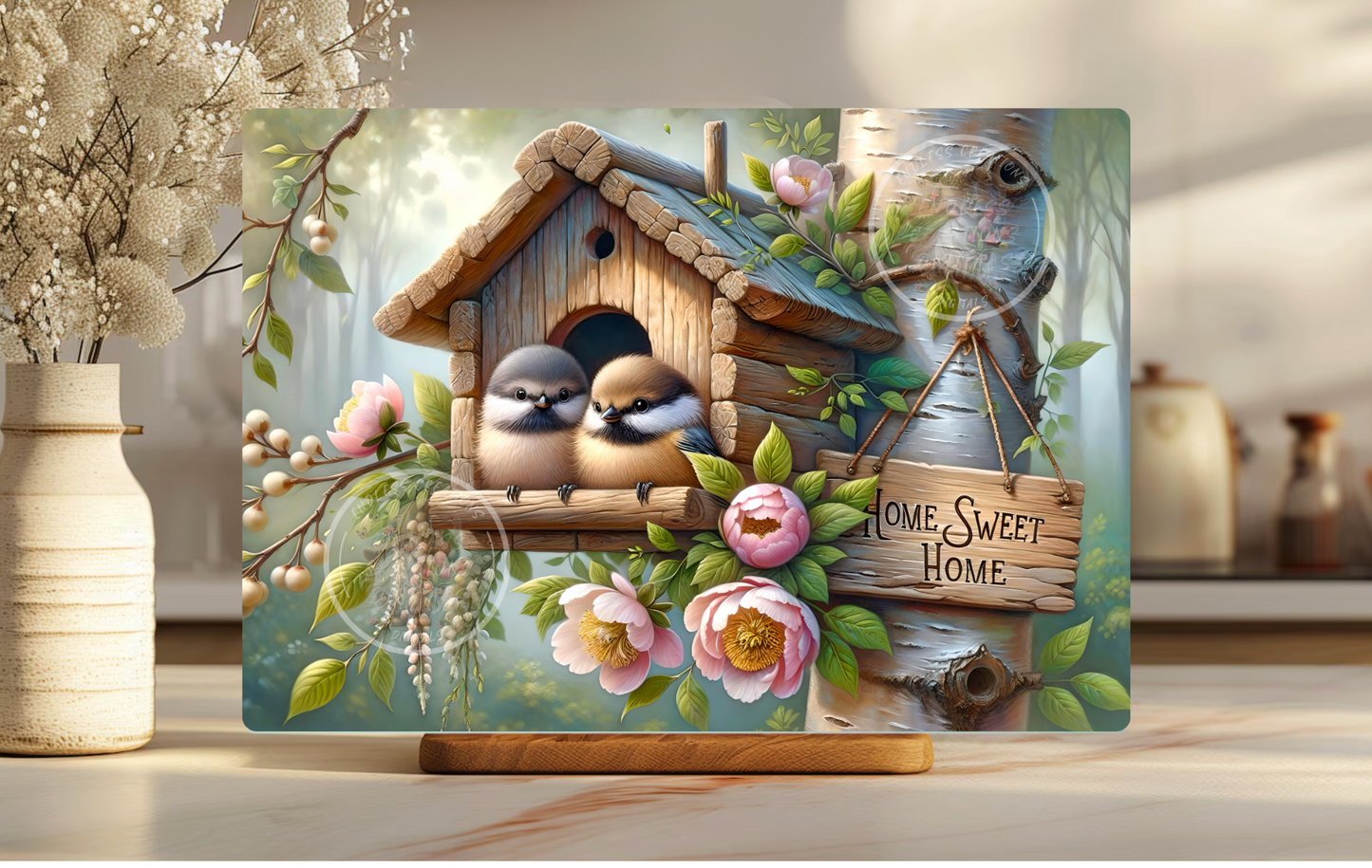 HOME SWEET HOME FLORAL SPRING BIRDHOUSE RECTANGLE