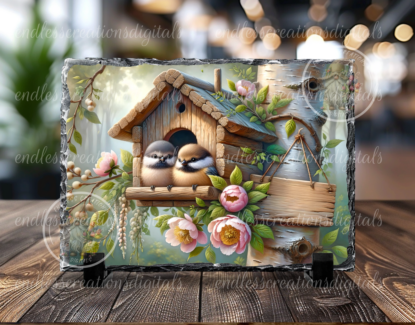 HOME SWEET HOME FLORAL SPRING BIRDHOUSE RECTANGLE