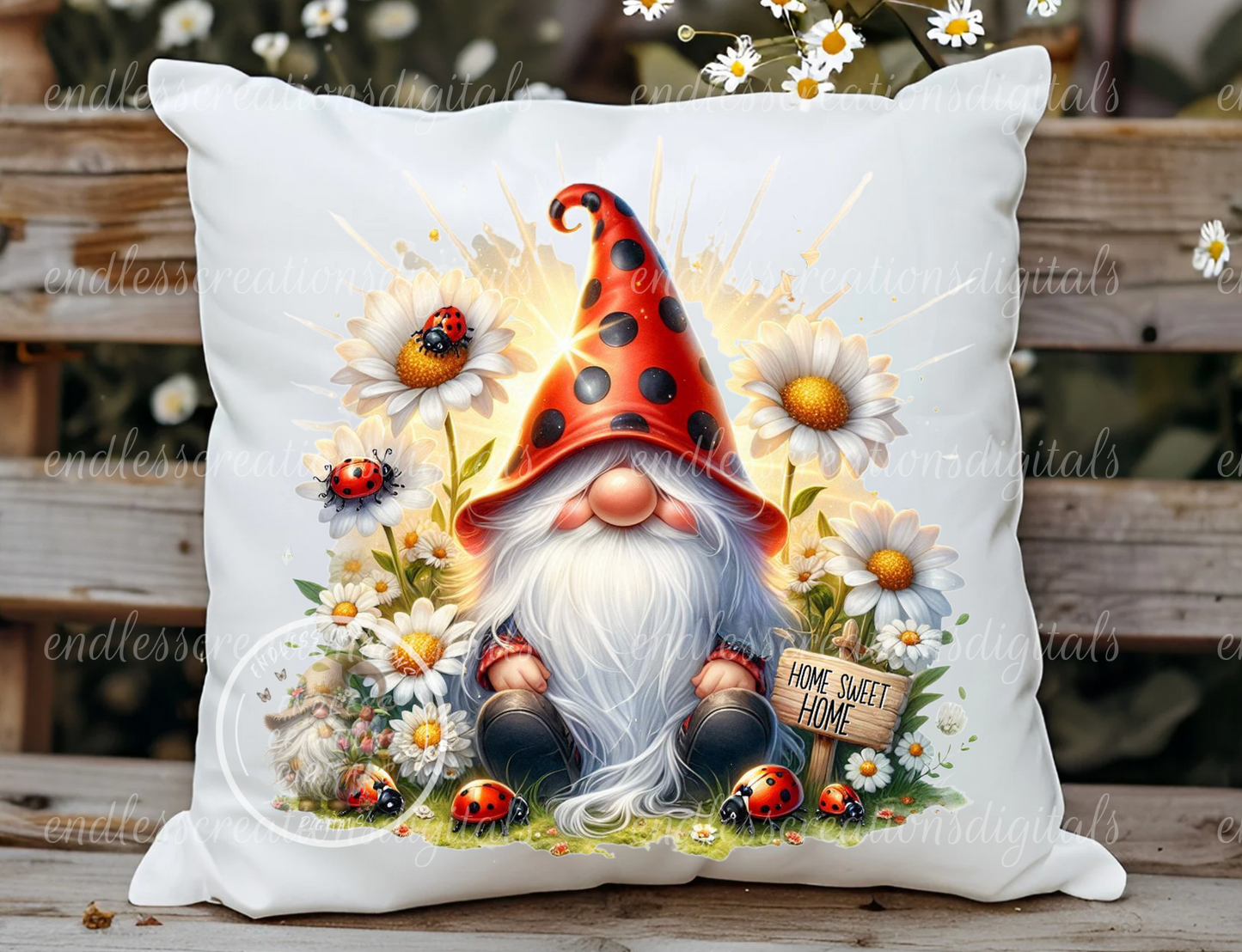 HOME SWEET HOME LADYBUG GNOME TRANSPARENCIES